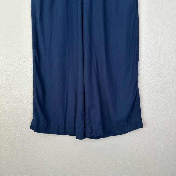 Time and Tru Linen Blend Navy Blue Wide Leg Pull On Pants, Sz Large - Picture 4 of 12